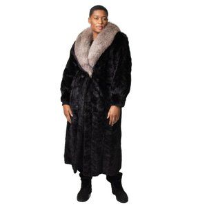 Mink Fur Sections Coat with Fox Fur Collar